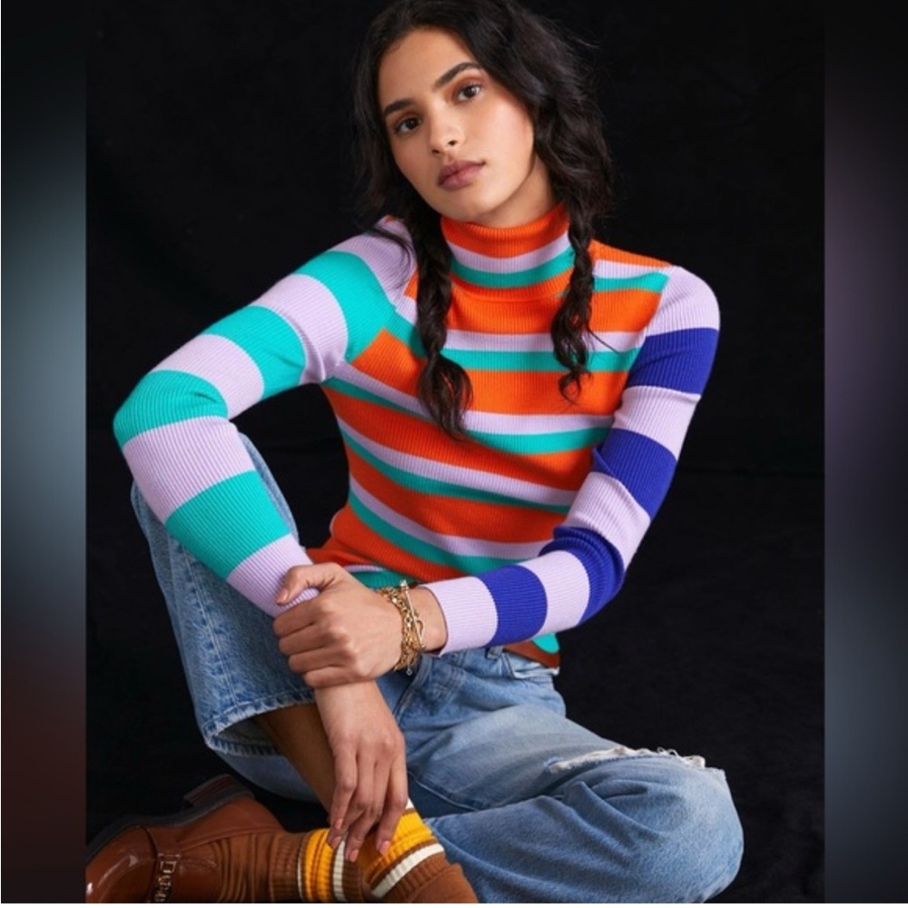 ~SOLD~ Anthro Maeve Striped Retro Turtleneck Sweater! Size XS, Great Condition.